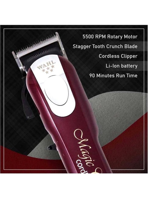 Wahl 8148-048 Cordless and Corded Magic Clip Clipper for Men (Maroon)