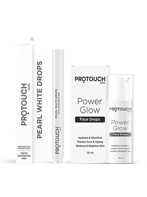 Protouch Pro Essentials Teeth Whitening Pen and Power Glow Face Drop Combo (White)