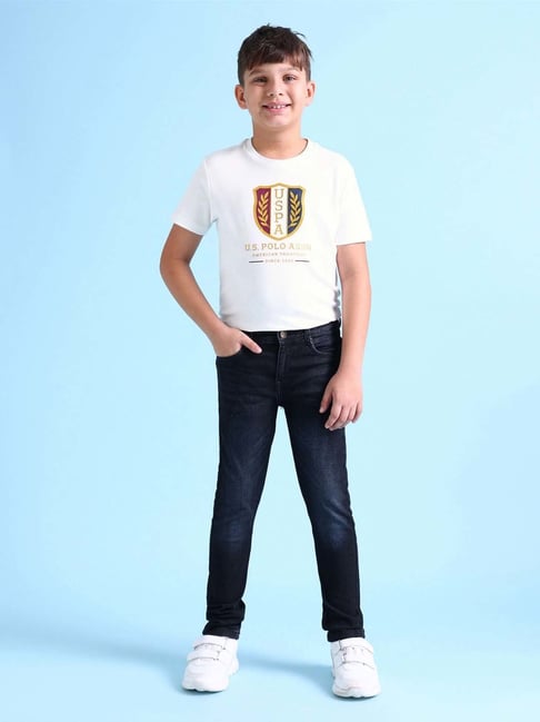 Buy Polo Kids Blue Solid Jeans for Boys Clothing Online