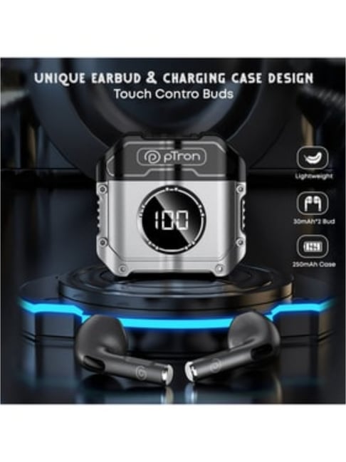 Buy PTron Bassbuds Revv Wireless Earbuds with Mic (Black) Online