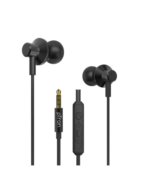 Buy PTron Pride Lite Wired Earphones with Mic, Aux (Black - Main Image