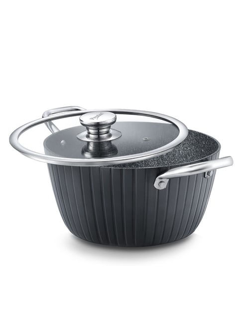 Prestige Durastone Black Aluminium Casserole with Glass Lid (4 L)