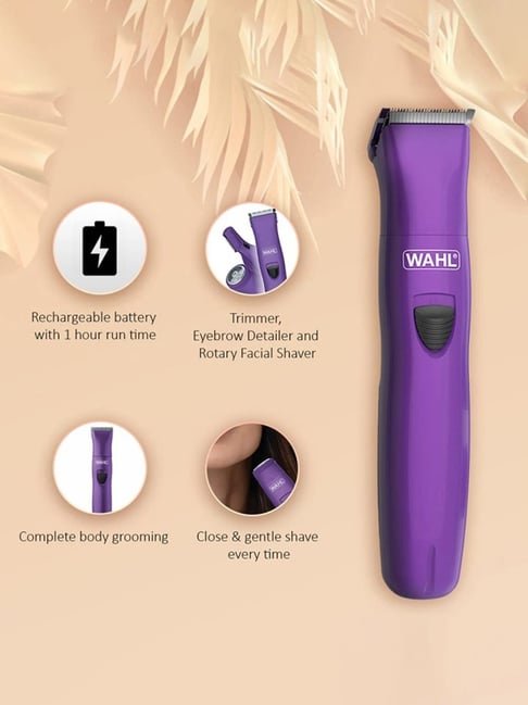 Wahl 09865-124 Pure Confidence Rechargable Trimmer with Stainless Steel  Blades (Purple)
