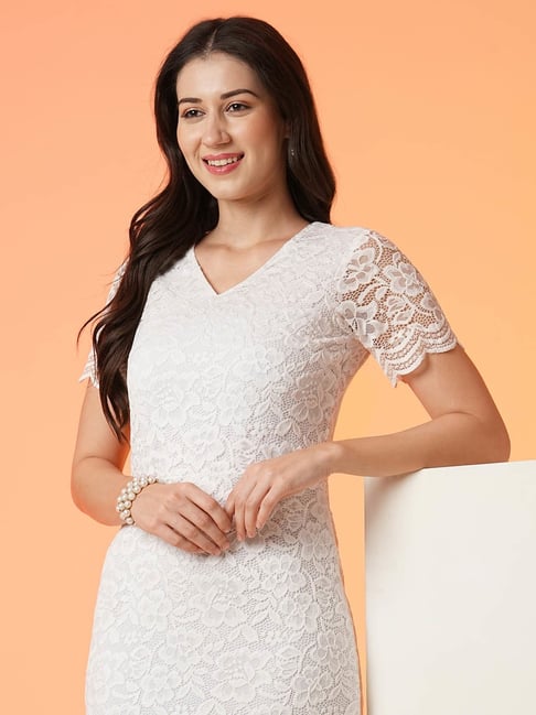 Buy Globus White Lace Bodycon Dress for Women's Online Tata CLiQ