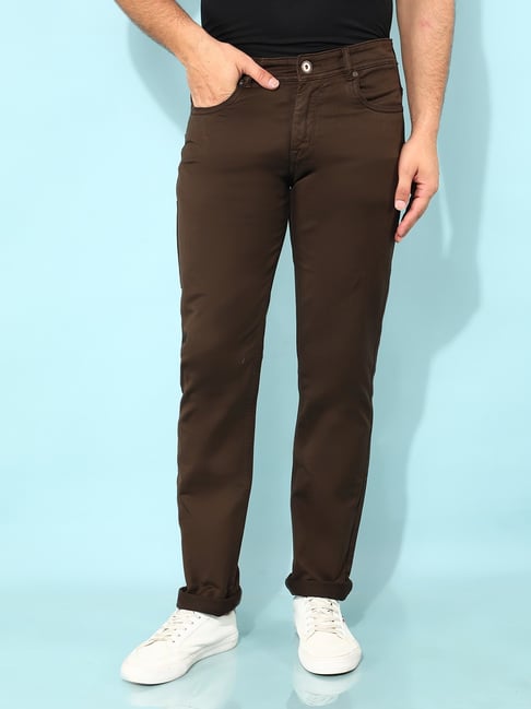 Crimsoune Club Brown Cotton Skinny Fit Jeans-picture-23