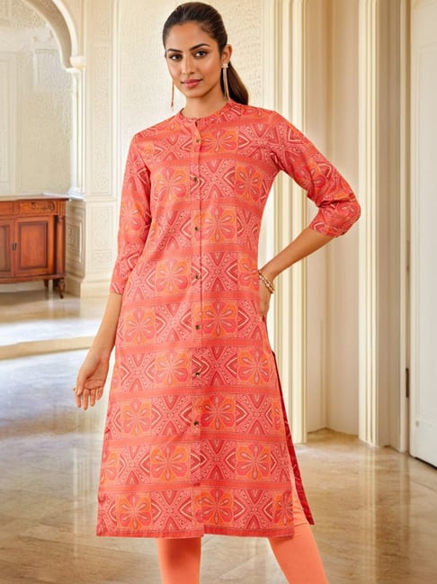 Buy Soch Pink Printed Straight Kurta for Women Online Tata CLiQ