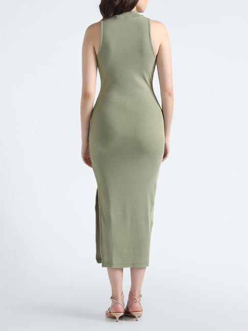 green emerald velvet dress Calvin Klein Green Dress With Back Zipper