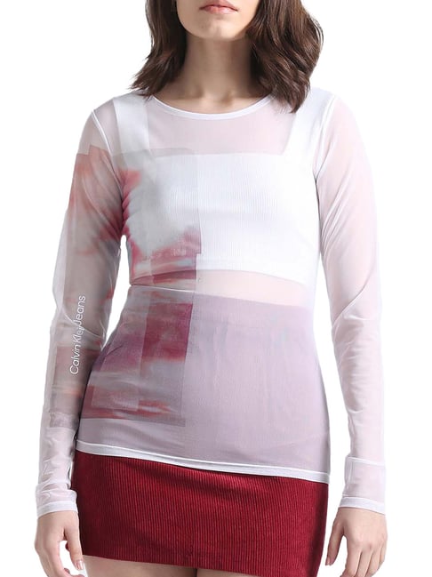 Calvin Klein Jeans Bright White Printed Slim Fit T-Shirt-picture-14