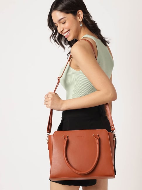Fastrack Tan Faux Leather Solid Handbag-picture-48