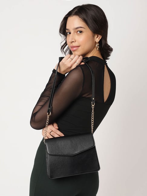 Fastrack Black Faux Leather Solid Sling Handbag-picture-47