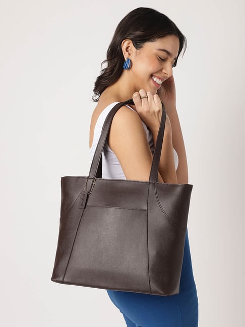 Fastrack Brown Faux Leather Solid Tote Handbag-picture-37