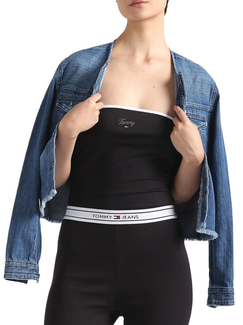 Tommy Hilfiger Black Embroidery Slim Fit Top