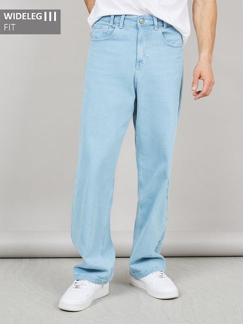 Styli Light Blue Relaxed Fit Lightly Washed Jeans