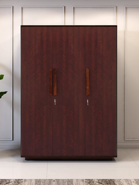Durian Bolton Modern Omaha Cherry Brown Engineered Wood 3 Door Wardrobe
