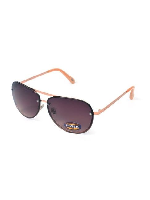 Fossil Brown Aviator UV Protection Sunglasses for Women