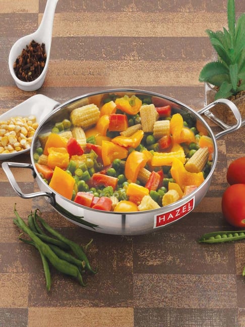Hazel Silver Stainless Steel Induction Bottom Kadhai (4 L)