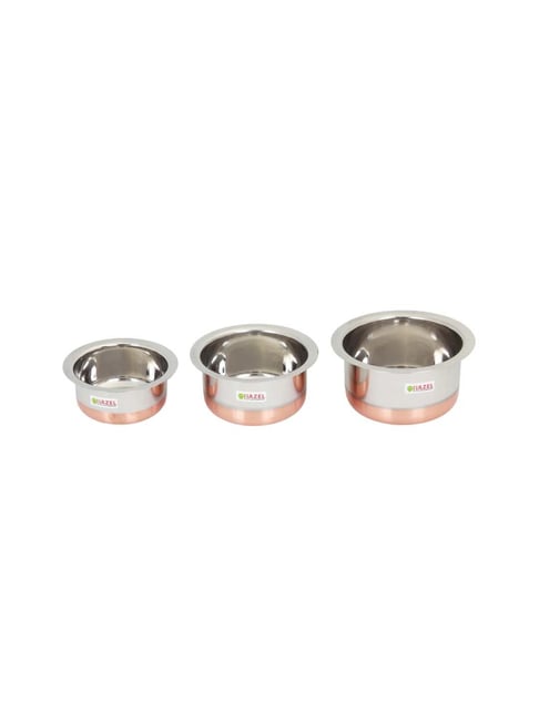 Hazel Silver Stainless Steel Patila Tope - Set of 3