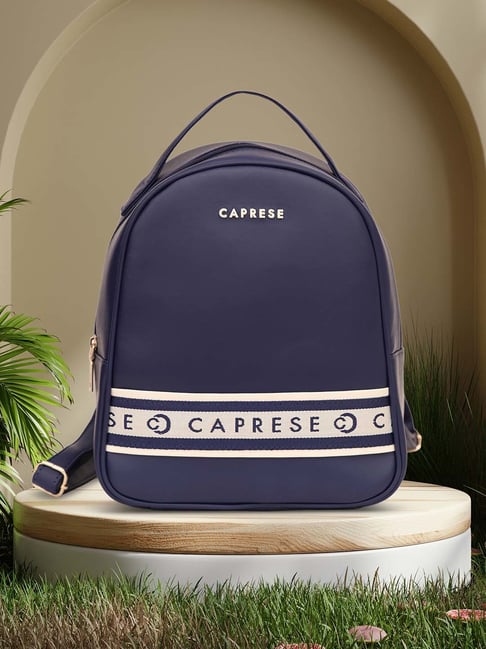 Caprese TRINITY Navy Faux Leather Medium Backpack