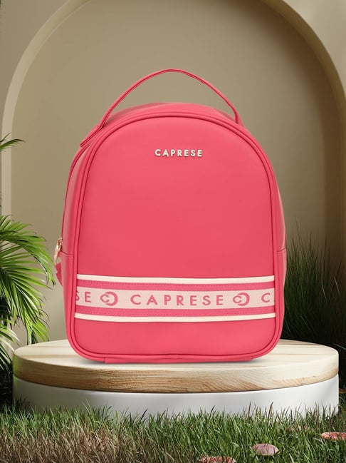 Caprese TRINITY Fuchsia Faux Leather Medium Backpack