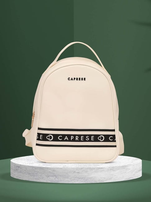 Caprese TRINITY Cream Faux Leather Medium Backpack