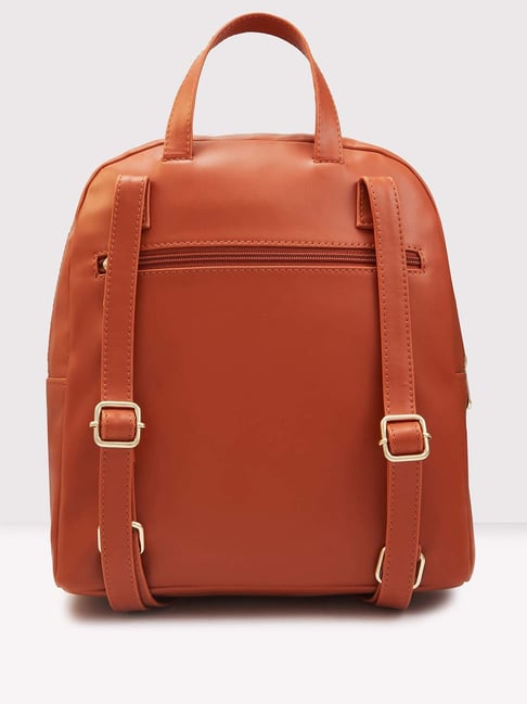 Caprese ZETA Tan Faux Leather Large Backpack