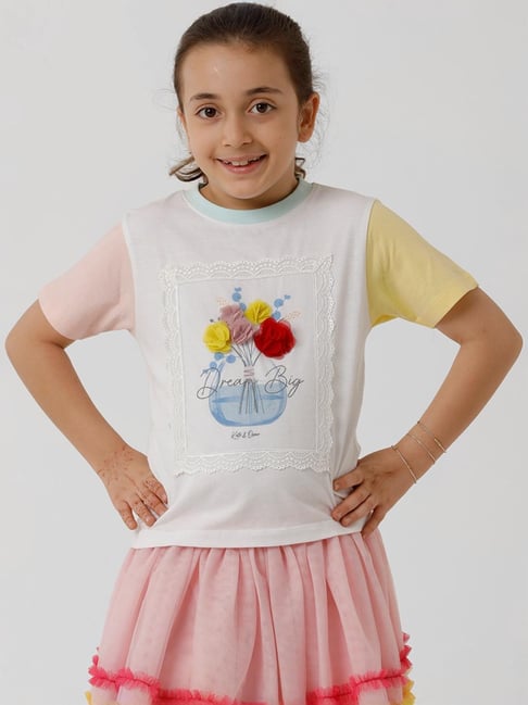 Kate & Oscar Kids White Cotton Applique T-Shirt-picture-42