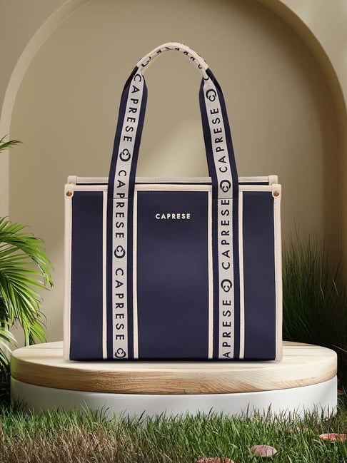 Caprese TRINITY Navy Logo Medium Tote Handbag