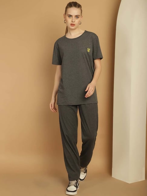 Vimal Jonney Anthracite Grey Cotton Sports T-Shirt Track Pant Set-picture-20