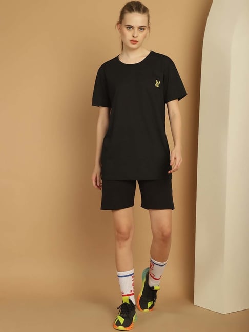 Vimal Jonney Black Cotton Sports T-Shirt Shorts Set-picture-35