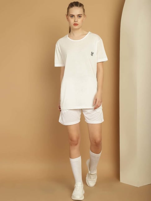 Vimal Jonney White Cotton Sports T-Shirt Shorts Set-picture-32
