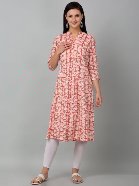 Cantabil Red & White Floral Print Kurta-picture-30