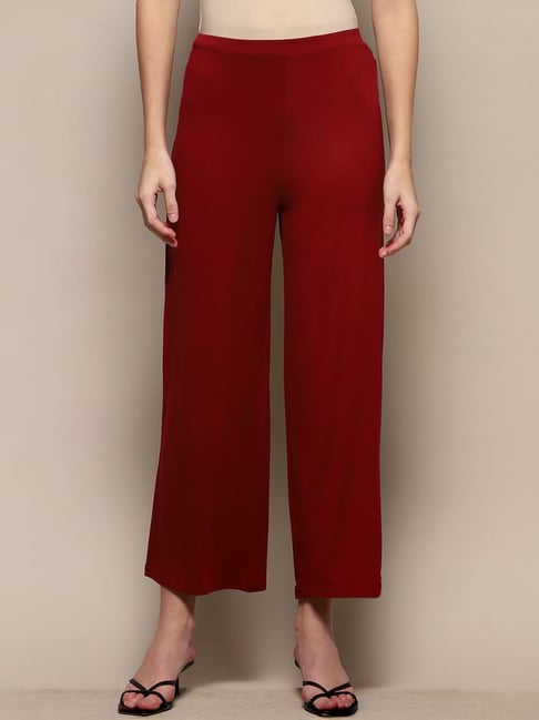 Biba Maroon Regular Fit Palazzo