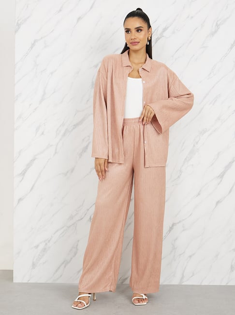 Styli Beige Textured Co-Ord Set