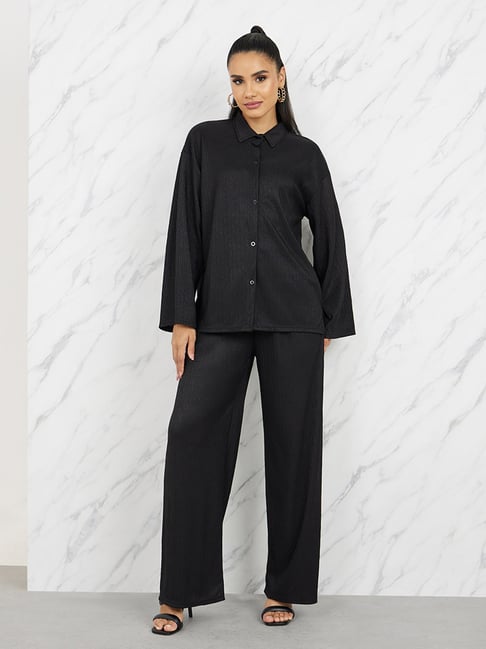 Styli Black Textured Co-Ord Set