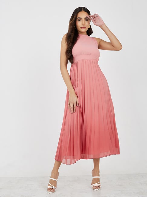 pink boutique pink midi cocktail dress