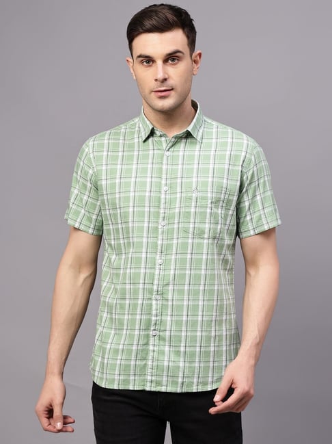 Cantabil Green Regular Fit Checks Shirt-picture-36