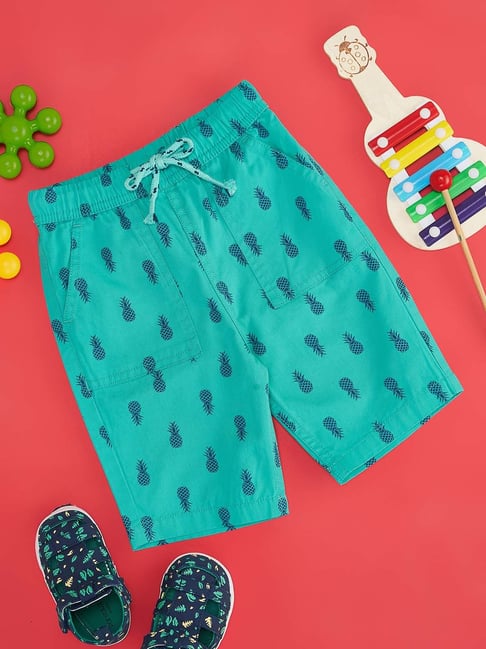 Pantaloons Baby Kids Green Cotton Printed Shorts