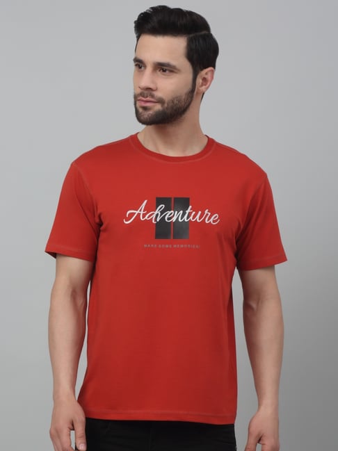 Cantabil Orange Regular Fit Printed T-Shirt-picture-47