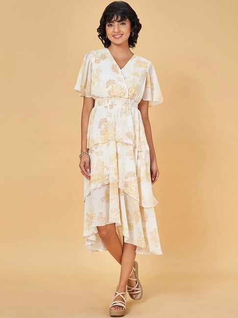 Honey by Pantaloons White Floral Print High-low Dress