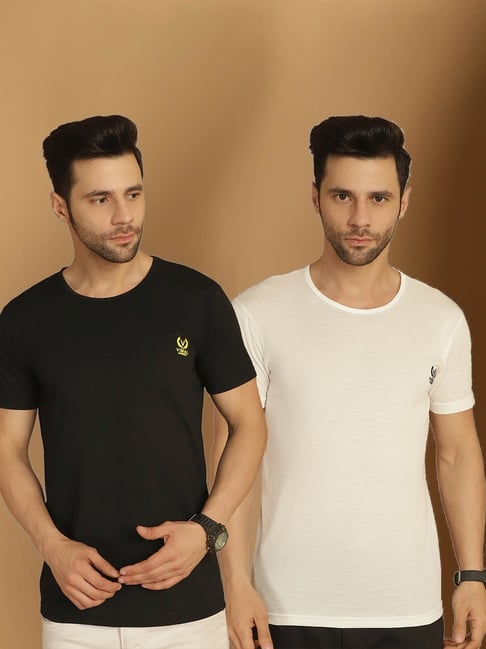 Vimal Jonney Black & White Regular Fit T-Shirt-picture-25