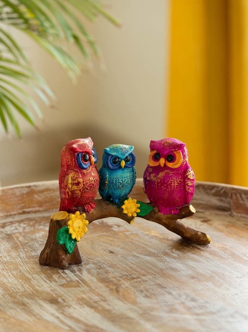 ExclusiveLane Multicolor Resin Owl Buddies Showpiece-picture-15