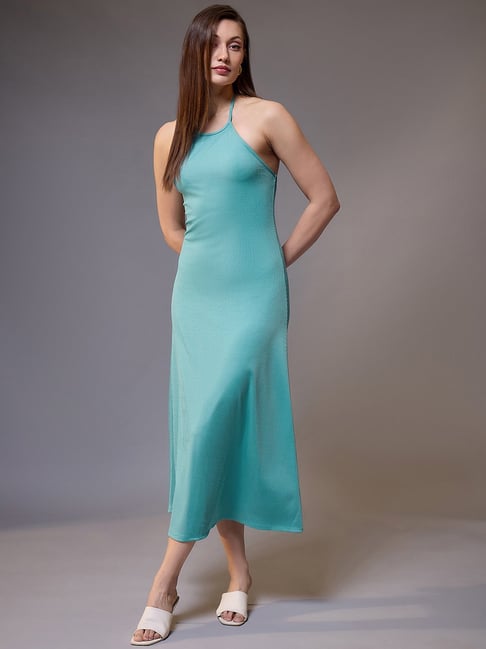 KASSUALLY Sky Blue Cotton Relaxed Fit Midi Dress