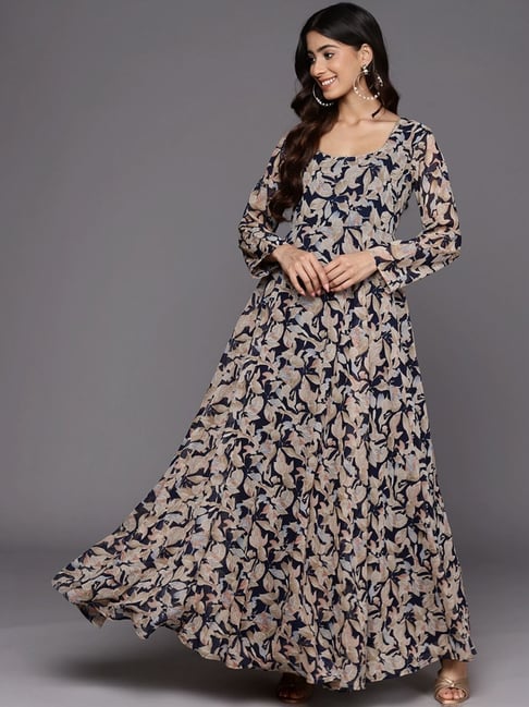 Varanga Black Floral Print Anarkali Kurta-image-18