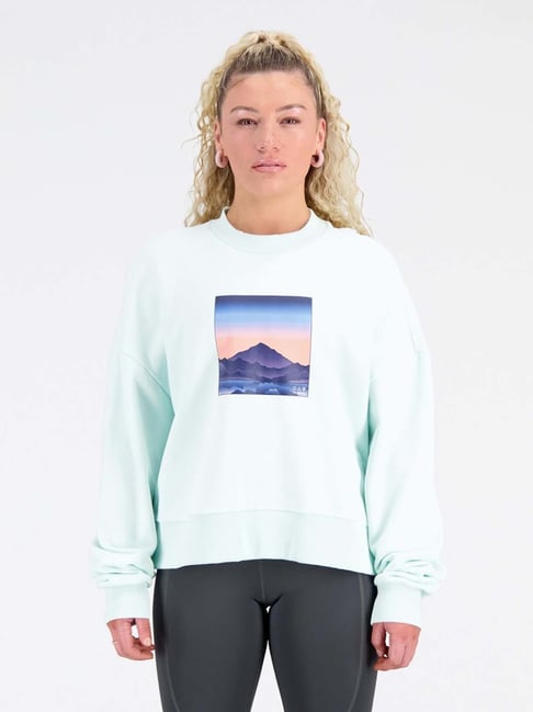 New Balance Green Cotton Printed Sports Sweatshirt