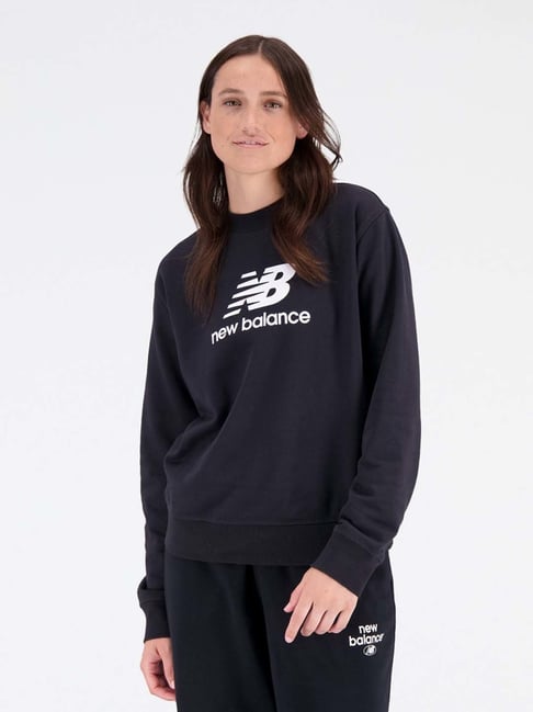 New Balance Black Cotton Printed Sports Sweatshirt