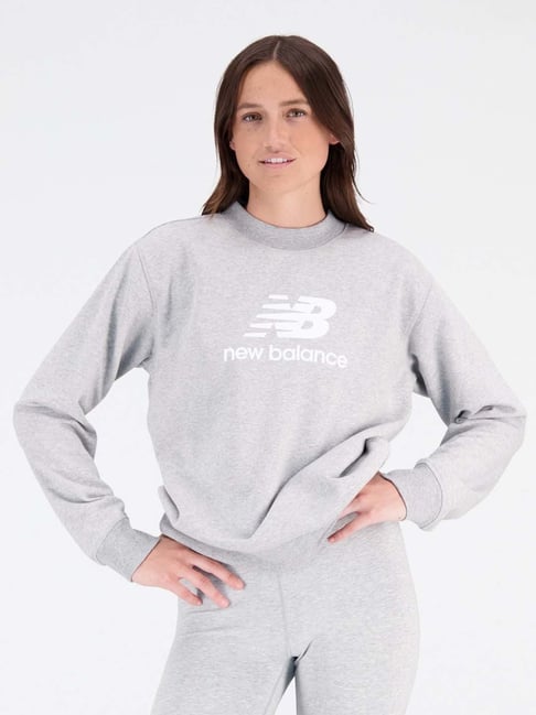 New Balance Grey Cotton Printed Sports Sweatshirt