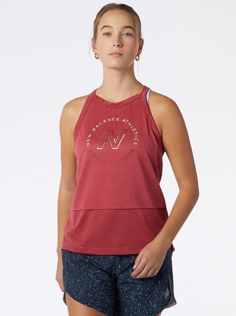 New Balance Rust Printed Sports T-Shirt