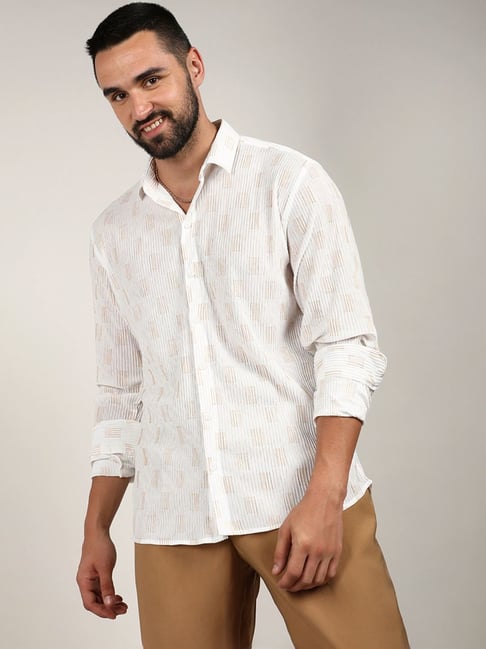 CAHOOT White Regular Fit Printed Shirt-picture-26