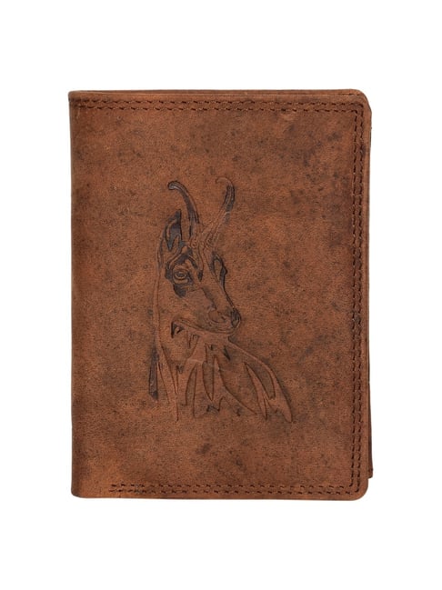 Buy SASSORA ARLO Brown Leather Textured Bi-Fold Wallet at Best