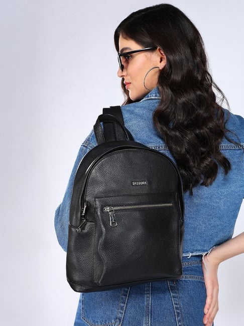 SASSORA GAMY Black Leather Small Backpack - 65 Ltrs-picture-33